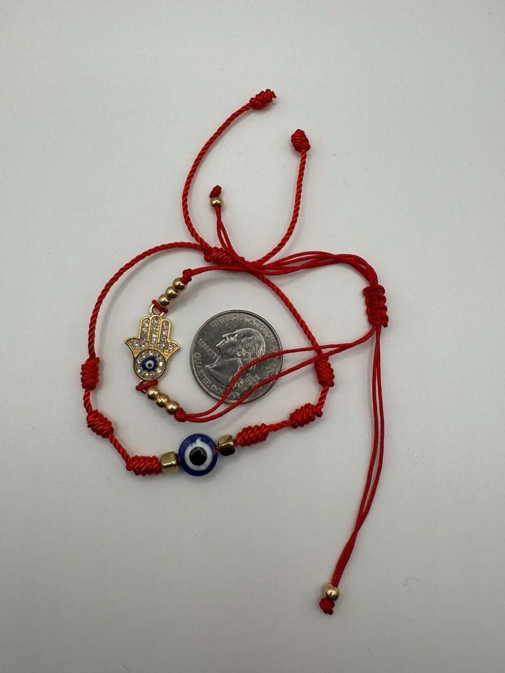 Set of 2 Red String Evil Eye and Hamsa Hand Bracelets